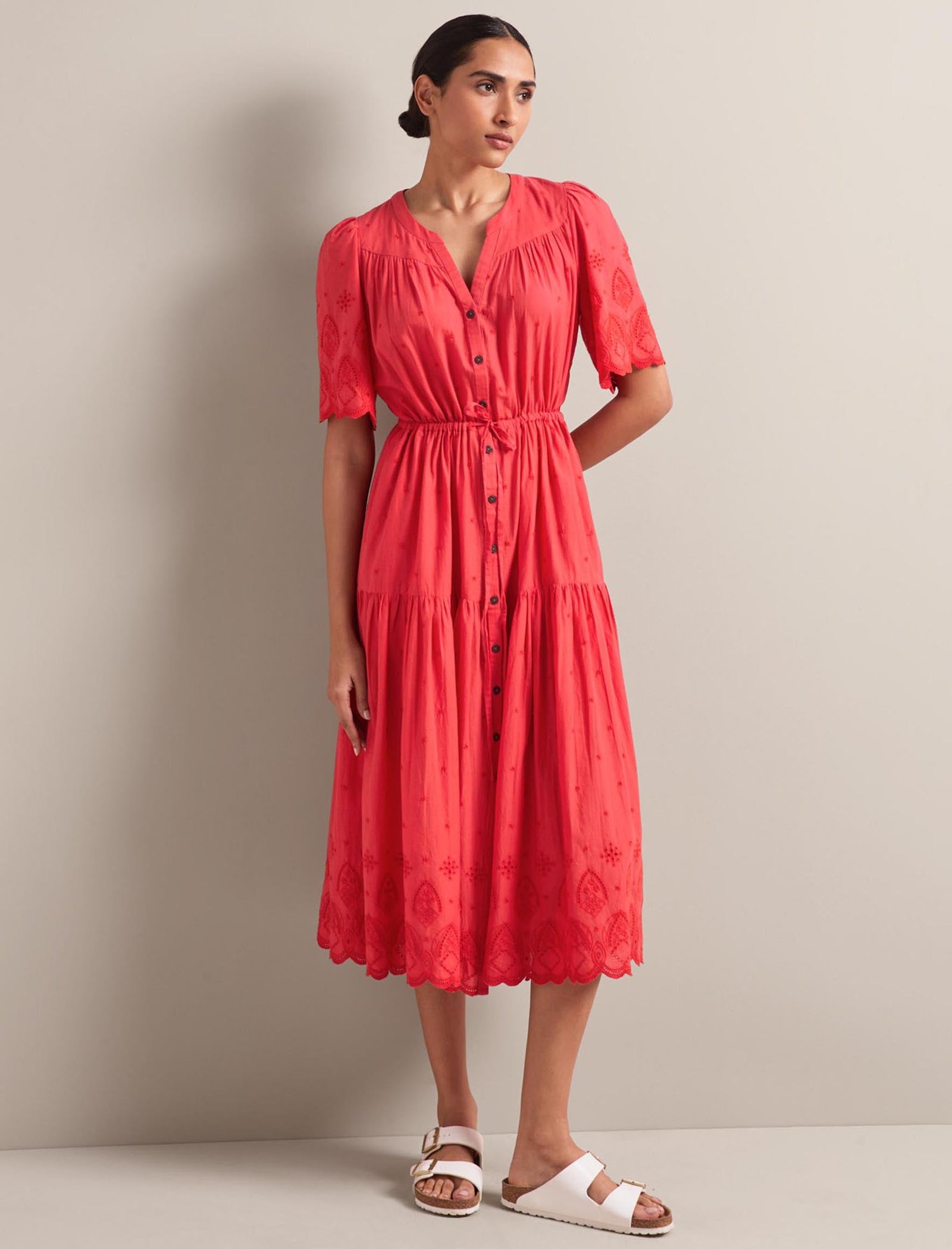Nicole Organic Cotton Maxi Dress - Coral - Image 10