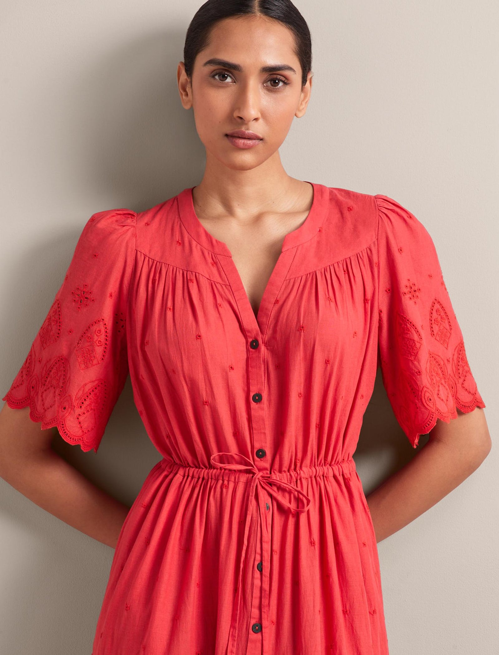 Nicole Organic Cotton Maxi Dress - Coral - Image 2