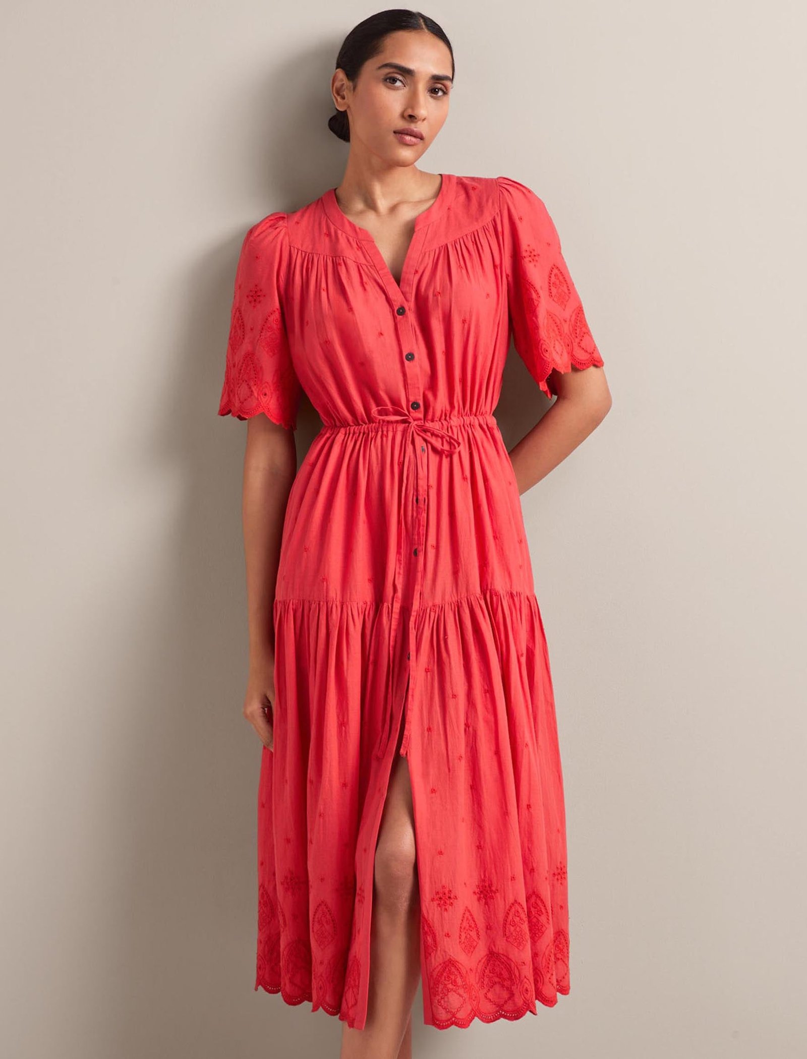 Nicole Organic Cotton Maxi Dress - Coral - Image 8